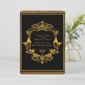 黒王室の金ゴールド新しいは私の花嫁になる 招待状 (スタンド正面)