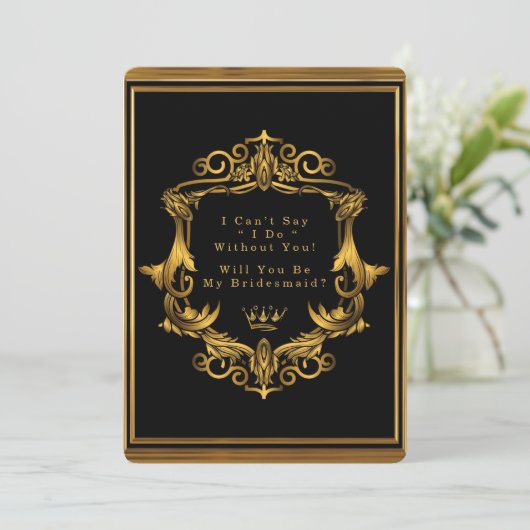 黒王室の金ゴールド新しいは私の花嫁になる 招待状 (スタンド正面)