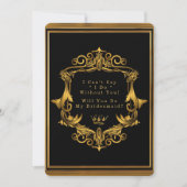 黒王室の金ゴールド新しいは私の花嫁になる 招待状 (正面)