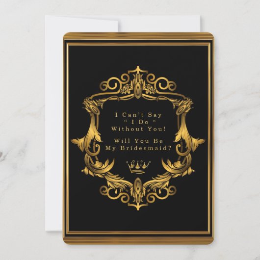 黒王室の金ゴールド新しいは私の花嫁になる 招待状 (正面)