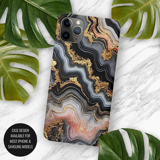 黒珊瑚ピンクホワイトゴールド大理石アート柄 Case-Mate iPhoneケース