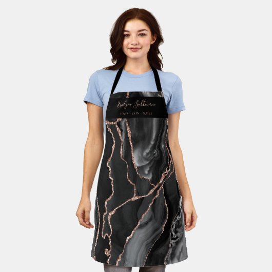 黒瑪瑙美しいプロフェッショナルエプロン エプロン (着用した状態)
