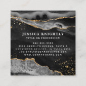 黒瑪瑙金ゴールドグリッタースクリプトモノグラム スクエア名刺 (裏面)