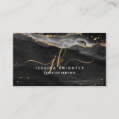 黒瑪瑙金ゴールドグリッタースクリプトモノグラム 名刺 (正面)