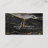 黒瑪瑙金ゴールドグリッタースクリプトモノグラム 名刺 (正面)