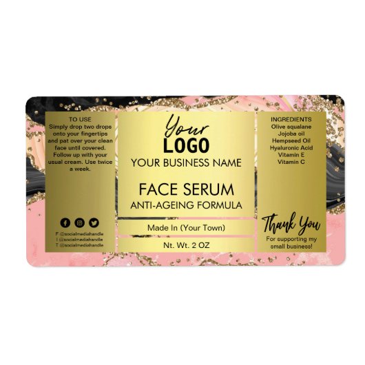 黒瑪瑙金ゴールドグリッター顔血清 ラベル (正面)