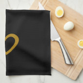 黒甘カッコいい金ゴールドハートタオル キッチンタオル (四つ折り)