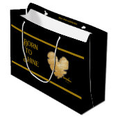 黒生まれ色と金ゴールド大抱き枕に輝く ラージペーパーバッグ (正面アングル)