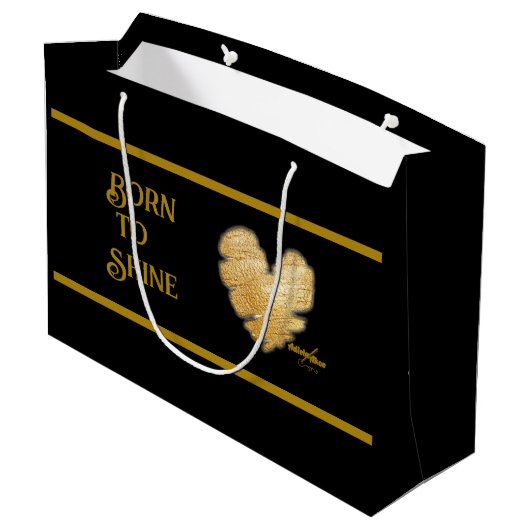 黒生まれ色と金ゴールド大抱き枕に輝く ラージペーパーバッグ (裏面アングル)