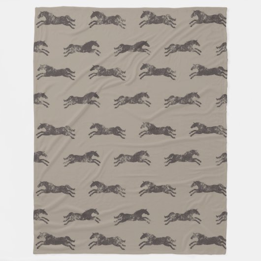 黒男らしとタンクラシック騎馬馬 フリースブランケット (正面)