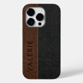 黒男らしと茶色のヴィンテージフェイクレザーケース –  Case-Mate iPhoneケース (裏面)