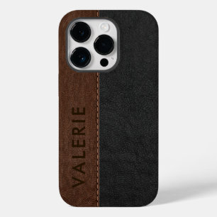 黒男らしと茶色のヴィンテージフェイクレザーケース –  Case-Mate iPhone 14 PROケース