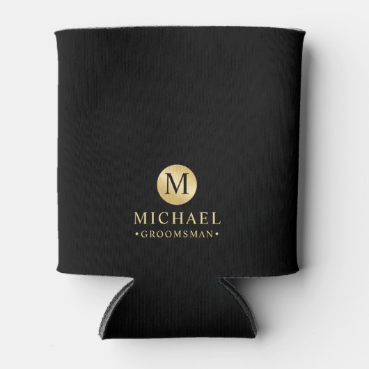 黒男らしと金ゴールドのグパーソナライズされたロームズ 缶クーラー (正面)