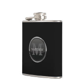 黒男らし丸デザイン名モノグラム フラスク (左)