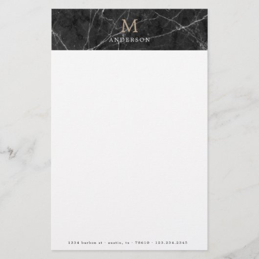 黒男らし大理石モノグラム文房具 便箋 (正面)