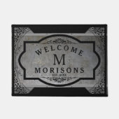 黒男らし渦巻きのTouchを持つメタリックグレー ドアマット (正面)