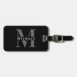 黒男らし白モノグラムイニシャル ラゲッジタグ