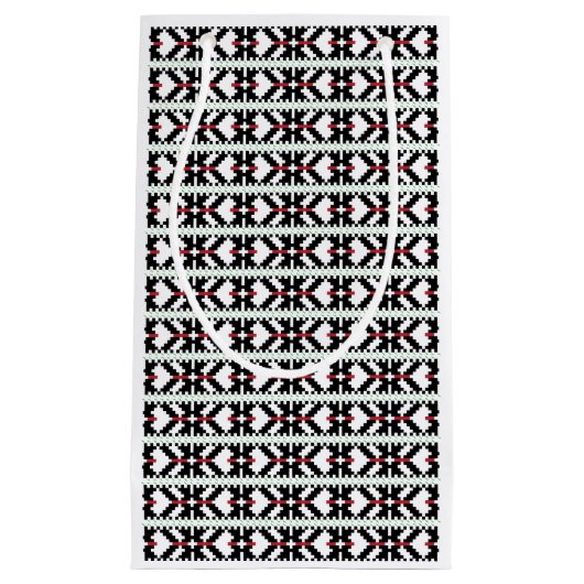 黒男らし白ラトビアの部族フォークアート スモールペーパーバッグ (正面)