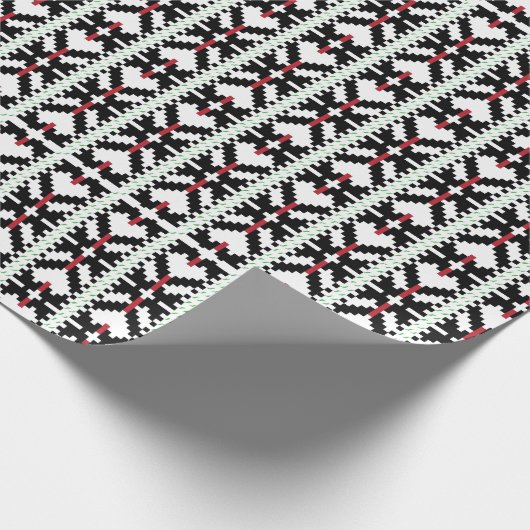 黒男らし白ラトビアの部族フォークアート ラッピングペーパー (角)