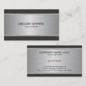 黒男らし色と灰色のメタリック背景 名刺 (正面/裏面)