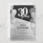 黒男らし銀風船30歳の誕生日 招待状 (正面)