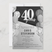 黒男らし銀風船40歳の誕生日 招待状 (正面)