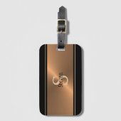 黒男らし銅モノグラムパーソナライズされたメンズ ラゲッジタグ (正面縦)