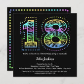 黒番クール18歳の誕生日パーティーの招待状 招待状 (正面/裏面)