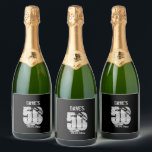 黒番パーソナライズされた50th Any Birthday Party Favorites スパークリングワインラベル<br><div class="desc">黒50thパーソナライズされた Any Birthday Partyワインラきらめくベル</div>