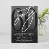 黒番モダン60歳の誕生日パーティーへの招待 招待状 (スタンド正面)