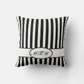 黒番秋ストライプのモノグラム クッション (裏面)