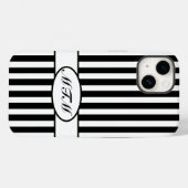 黒番秋ストライプのモノグラム Case-Mate iPhoneケース (裏面 (横))