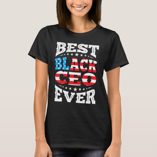 黒番CEO第47月4日アメリカ国旗 Tシャツ (正面)
