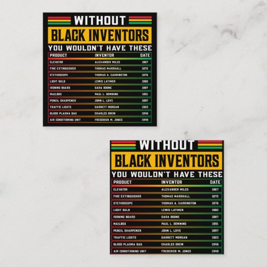 黒発明者忘れの歴史黒史 スクエア名刺 (正面/裏面)