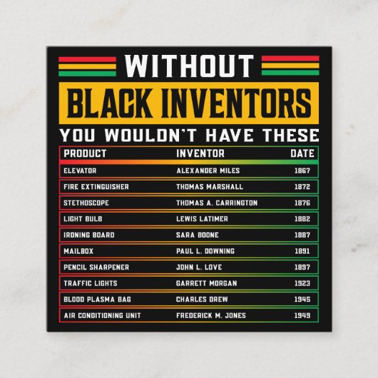 黒発明者忘れの歴史黒史 スクエア名刺 (正面)