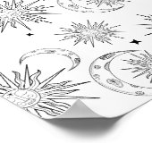 黒白お洒落天星天文学 ポスター (角)