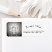 黒白かわいいフクロウ、マンダラデザイン ラベル (インサイチュ)