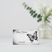 黒白きらめく蝶タトゥーアーティスト 名刺 (スタンド正面)