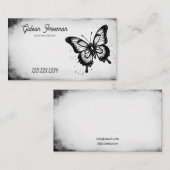 黒白きらめく蝶タトゥーアーティスト 名刺 (正面/裏面)