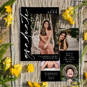 黒白と書道写真卒業 招待状