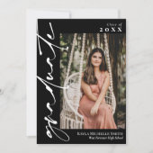 黒白と書道写真卒業 招待状 (正面)