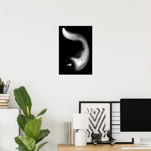 黒白と白黒撮影のカーブしたペッパー ポスター (ホームオフィス)