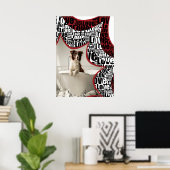 黒白と赤、愛に囲まれ、犬の入浴 ポスター (ホームオフィス)