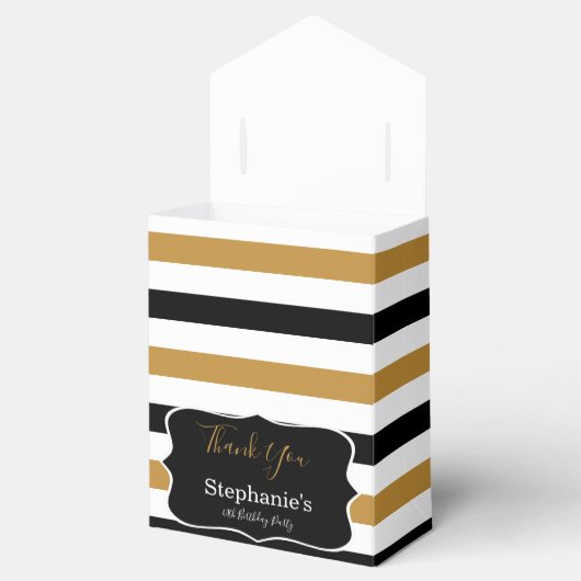 黒白と金ゴールドストライプ誕生会 フェイバーボックス (オープン)