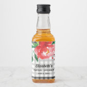 黒白に赤いバラのウェディングシャワー ミニラベル リキュールボトルラベル (正面)