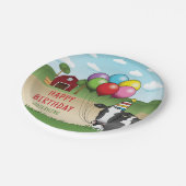 黒白のお祭り牛 バーンヤード 子どもの誕生日 ペーパープレート (アングル)