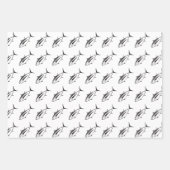 黒白のかわいいマグロ ラッピングペーパーシート (正面2)