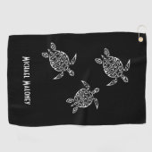 黒白のカメ海事海事君 ゴルフタオル (横)