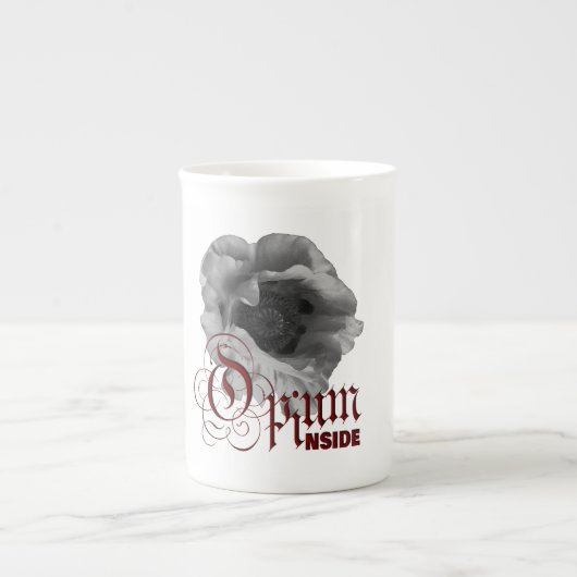 黒白のケシ「アヘンの中」 ボーンチャイナマグカップ (正面)