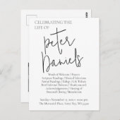 黒白のスクリプト写真 葬儀 ポストカード (正面/裏面)